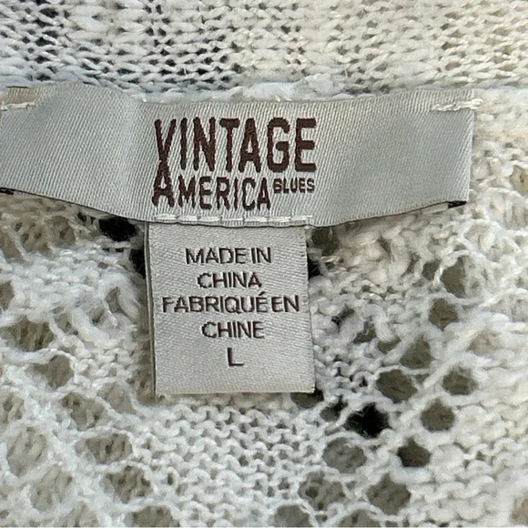 Vintage America Blues Cardigan Women's Large Ivory Boho Fairycore Romantic Sheer - Picture 11 of 12